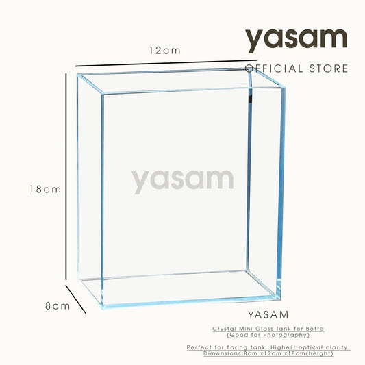 YASAM - Crystal Mini Glass Tank for Betta (Good for Photography)